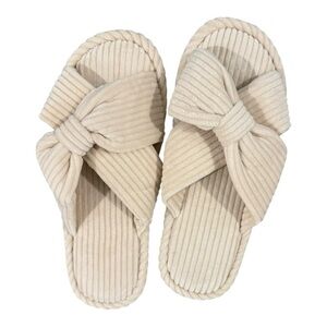 GENERIC AMAZON BRAND women’s slip on house shoes cream criss cross top cushion